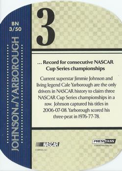 2010 Press Pass - By The Numbers #BN 3 Jimmie Johnson / Cale Yarborough Back