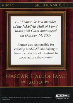 2010 Press Pass - NASCAR Hall of Fame #NHOF 51 Bill France Sr. Back