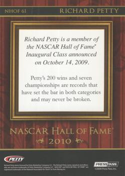 2010 Press Pass - NASCAR Hall of Fame #NHOF 61 Richard Petty Back