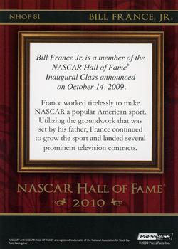 2010 Press Pass - NASCAR Hall of Fame Blue #NHOF 81 Bill France Jr. Back