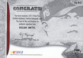 2011 Press Pass Fanfare - FanFare Autographs Bronze #FA-RS1 Regan Smith Back