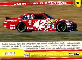 2011 Press Pass - Blue Holofoil #81 Juan Pablo Montoya's Car Back