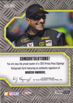 2011 Press Pass - Signings Brushed Metal #PPS-MA1 Marcos Ambrose Back