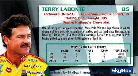1994 SkyBox #05 Terry Labonte's Car Back