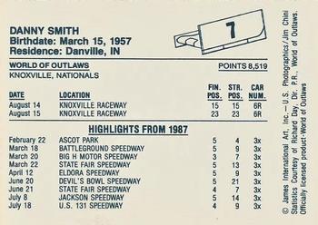 1987 World of Outlaws #7 Danny Smith Back