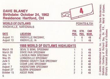 1988 World of Outlaws #4 Dave Blaney Back