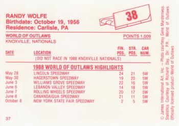 1988 World of Outlaws #38 Randy Wolfe Back