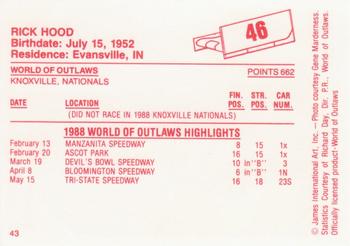 1988 World of Outlaws #46 Rickey Hood Back
