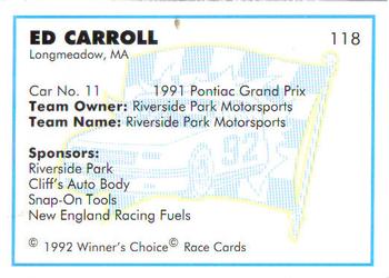 1992 Winner's Choice Busch #118 Ed Carroll's Car Back