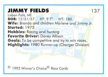 1992 Winner's Choice Busch #137 Jimmy Field Back