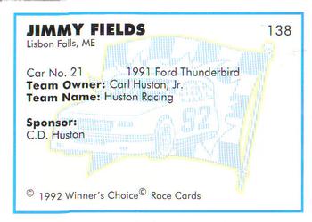 1992 Winner's Choice Busch #138 Jimmy Field's Car Back