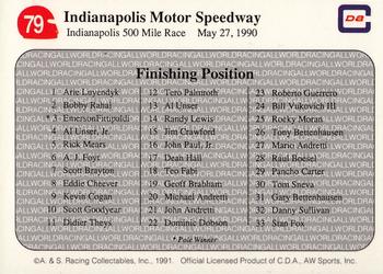 1991 All World #79 '90 Indy 500 Mile Race Back