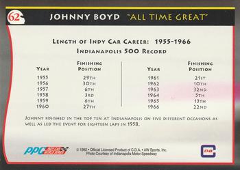 1992 All World Indy #62 Johnny Boyd Back