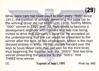 1991 Collegiate Collection Legends of Indy #29 First Presentation of the Pace Car Back
