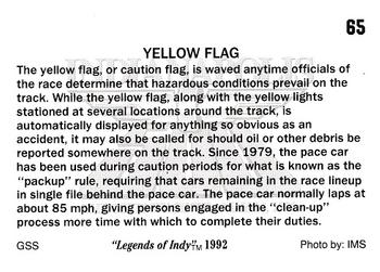 1992 Collegiate Collection Legends of Indy #65 Yellow Flag Back