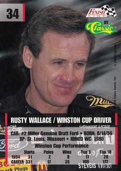 1995 Finish Line #34 Rusty Wallace Back