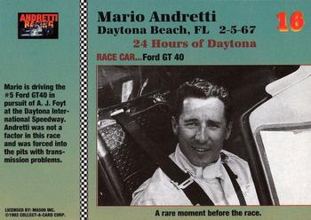 1992 Collect-a-Card Andretti Family Racing #16 1967 Daytona Beach Back