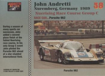 1992 Collect-a-Card Andretti Family Racing #38 1989 Nuremberg Back