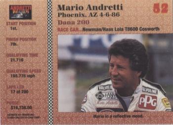 1992 Collect-a-Card Andretti Family Racing #52 1986 Phoenix Back