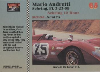 1992 Collect-a-Card Andretti Family Racing #65 1969 Sebring Back
