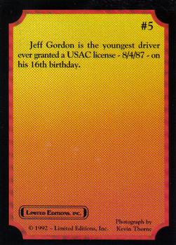 1992 Limited Editions Jeff Gordon #5 Jeff Gordon Back