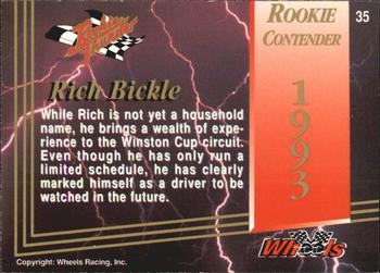 1993 Wheels Rookie Thunder #35 Rich Bickle Back