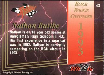 1993 Wheels Rookie Thunder #43 Nathan Buttke Back
