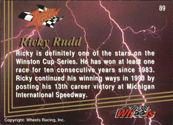 1993 Wheels Rookie Thunder #89 Ricky Rudd Back