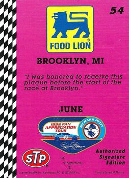 1992 Food Lion Richard Petty #54 Richard Petty Back