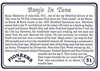 1991 Galfield Press Pioneers of Racing #31 Banjo Matthews Back