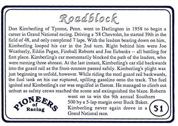 1991 Galfield Press Pioneers of Racing #51 Don Kimberling / Joe Weatherly / Eddie Pagan / Fireball Roberts / Joe Eubanks Back