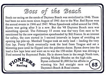 1991 Galfield Press Pioneers of Racing #63 Red Byron / Mickey Rhodes Back