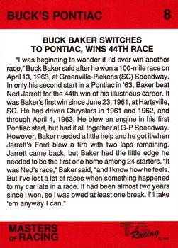 1989-90 TG Racing Masters of Racing #8 Buck Baker Back