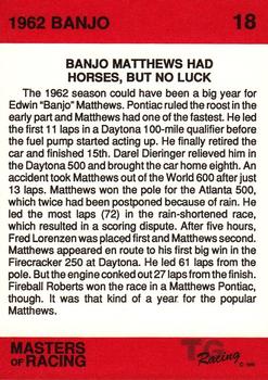 1989-90 TG Racing Masters of Racing #18 Banjo Matthews Back