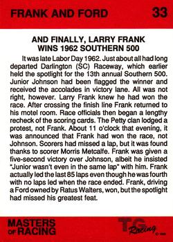 1989-90 TG Racing Masters of Racing #33 Larry Frank  Back