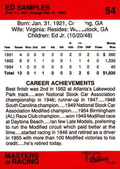 1989-90 TG Racing Masters of Racing #54 Ed Samples Back