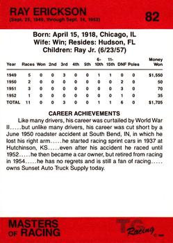 1989-90 TG Racing Masters of Racing #82 Ray Erickson Back