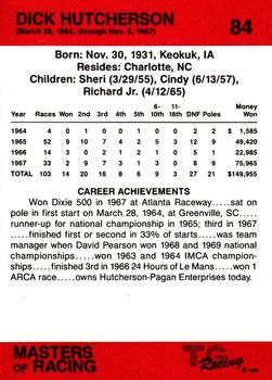 1989-90 TG Racing Masters of Racing #84 Dick Hutcherson Back