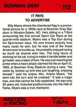 1989-90 TG Racing Masters of Racing #112 Billy Myers Back