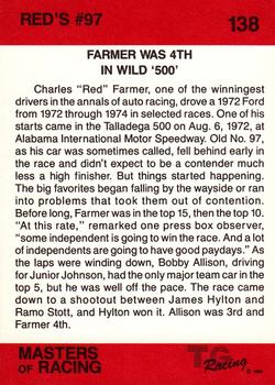 1989-90 TG Racing Masters of Racing #138 Red Farmer's Car Back