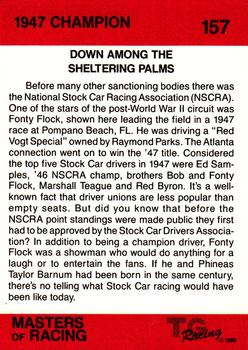 1989-90 TG Racing Masters of Racing #157 Fonty Flock's Car Back