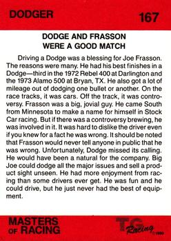 1989-90 TG Racing Masters of Racing #167 Joe Frasson's Car Back