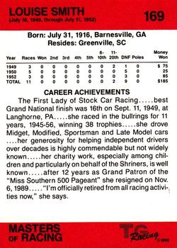 1989-90 TG Racing Masters of Racing #169 Louise Smith Back