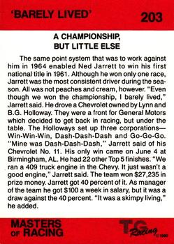 1989-90 TG Racing Masters of Racing #203 Ned Jarrett  Back