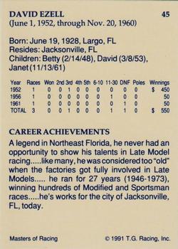 1991-92 TG Racing Masters of Racing Update #45 David Ezell Back