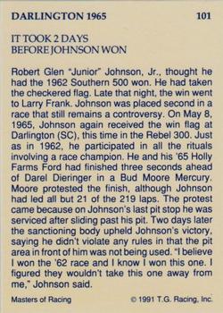 1991-92 TG Racing Masters of Racing Update #101 Junior Johnson's Car Back