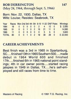 1991-92 TG Racing Masters of Racing Update #147 Bob Derrington Back
