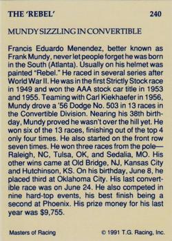 1991-92 TG Racing Masters of Racing Update #240 Frank Mundy Back