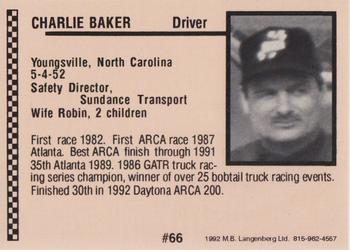 1992 Langenberg ARCA/Flash #66 Charlie Baker Back