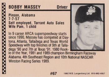 1992 Langenberg ARCA/Flash #67 Bobby Massey Back